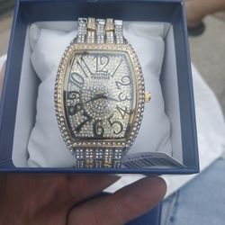New HEAVY  Iced Out GOLD An Silver Mens Watch