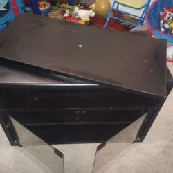Small TV Stand. With Adjustable Top.  And Two Shelves Glass Doors