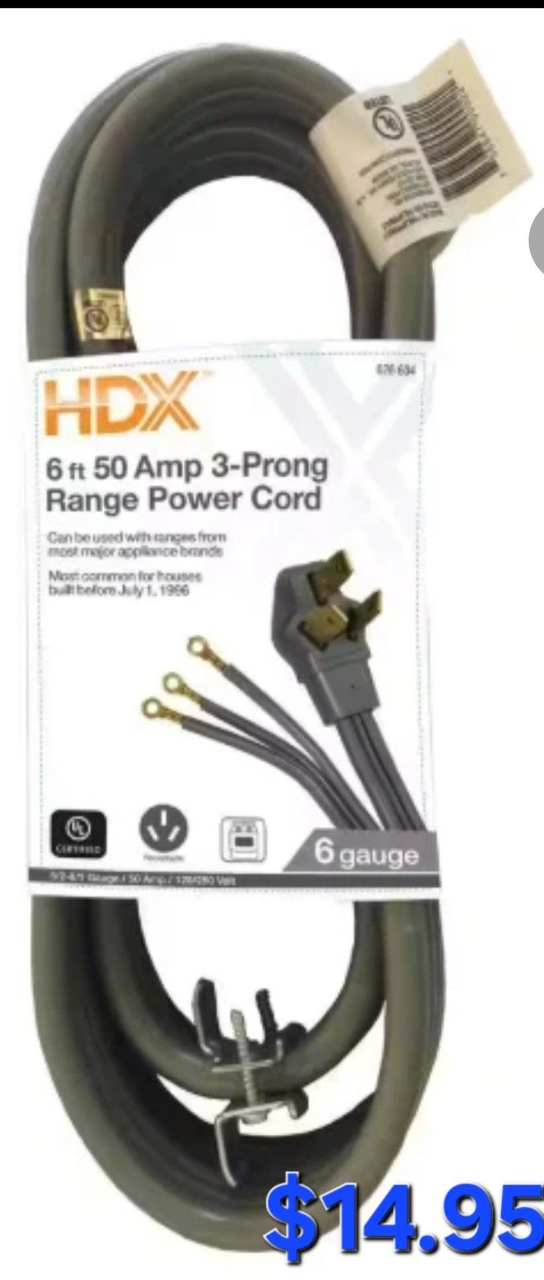 Range Power Cord New