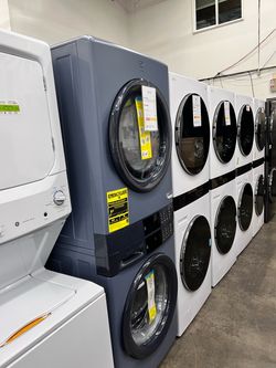 🔥 Electrolux 4.4 Cu Ft Washer & 8 Cu Ft Electric Dryer Laundry Tower - Denim Blue - ELTE7300AD2