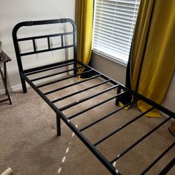 Twin Size Bed Frame with Headboard + Mattress 