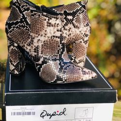 Women’s Pointed Ankle Boots With Block Heels In Snake Print Bootie