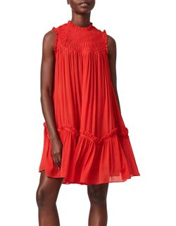 All Saints Red Short Sleeveless Aria Dress Size 0