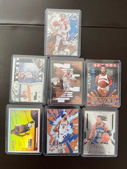 🔥🏀Jalen Brunson 7-Card Lot – Knicks Inserts & Parallels – Topps, Hoops, Prizm