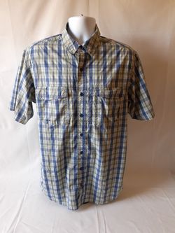 Redhead men's plaid vented button down short sleeve shirt size LT