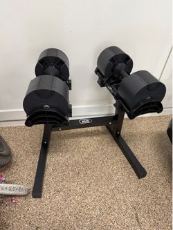 NUOBELL 80LB ADJUSTABLE DUMBBELL SET w/ STAND