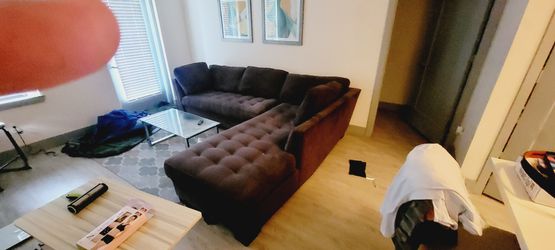 Good Condition Couch With Glass Table