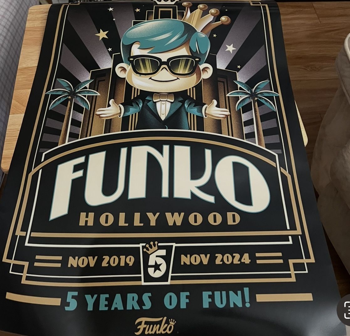 LIMITED EDITION FUNKO HOLLYWOOD EXCLUSIVE 5th Anniversary Poster Pops Five Years