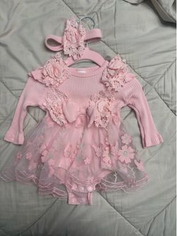 Pink floral lace dress