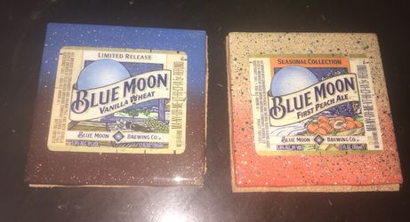 Handmade seasonal Blue Moon coasters