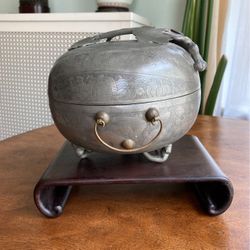 Antique Chinese Pewter Pumpkin 