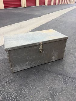 Vintage Galvanized Metal Storage Trunk