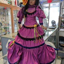 Large Porcelain Mexican Girl Doll