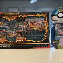 Pokemon Lot of 3 Charizard ex Box Blissey Tin & Moon Poke Ball New Sealed