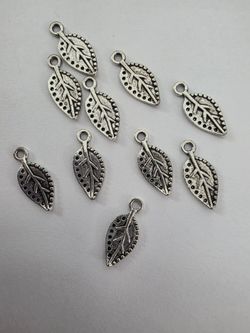Silver Leaf Charms Lot of 10