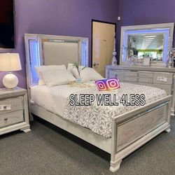 NEW BED FRAME QUEEN COMES IN BOX EURO PILLOW TOP BAMBOO MATTRESS AND BOX SPRING INCLUDED IN STOCK 