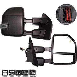 AERDM New Towing Mirror Black Housing with Temperature Sensor fit Ford Super Duty F-250 F-350 F-450 F- 2018 2019 w/Blind Spot with Turn Signal