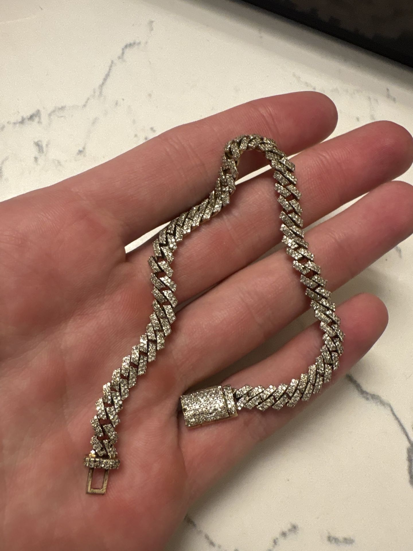 10k gold real diamond cuban bracelet