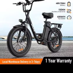 URLIFE 1000W E20 Electric Bike | 48V 13Ah
Removable Battery, 20MPH, 20"X3" Fat Tire, 7-Speed E-Bike
