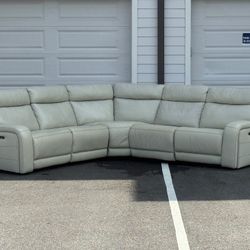REAL LEATHER POWERED RECLINING SECTIONAL COUCH - 5 PIECES - DELIVERY AVAILABLE 🚚