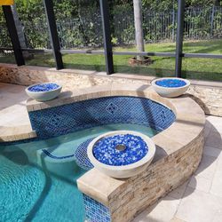 NO PROPANE Firebowls, Handcrafted, Heavy Stone, For Pool Or Patio. 