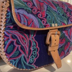 Leather Embroidered Purse