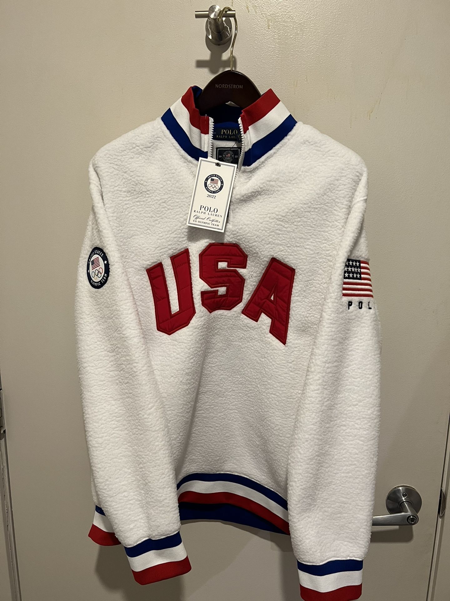 NWT Official Beijing 2022 Team USA Ralph Lauren Pull Over Fleece Sz XL