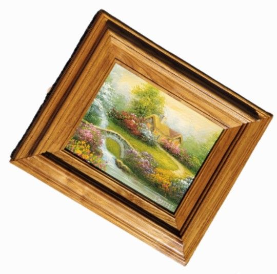 Authentic Oil Painting By C Jaffey Framed Wall Art Home Decor Country Cottage Landscape Flower Garden