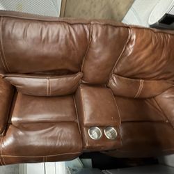 Brown Reclining Leather Sofa (2)