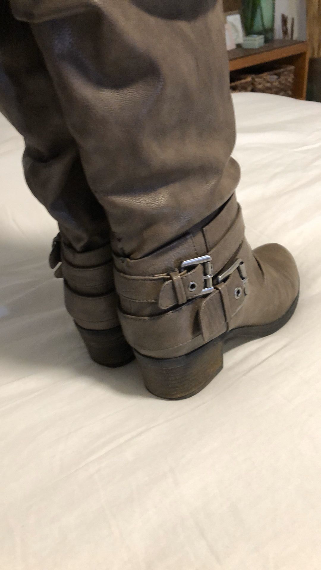 CARLOS Tall boots w/ buckles side zip heels USED