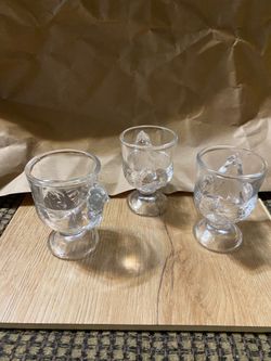 Vintage Luminarc Clear Pressed Glass Egg Cups Made in France (3)