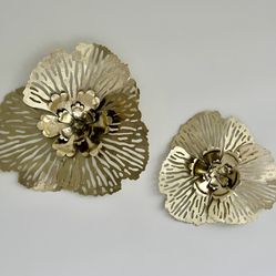 Set of 2 Gold Metal Flower Wall Décor