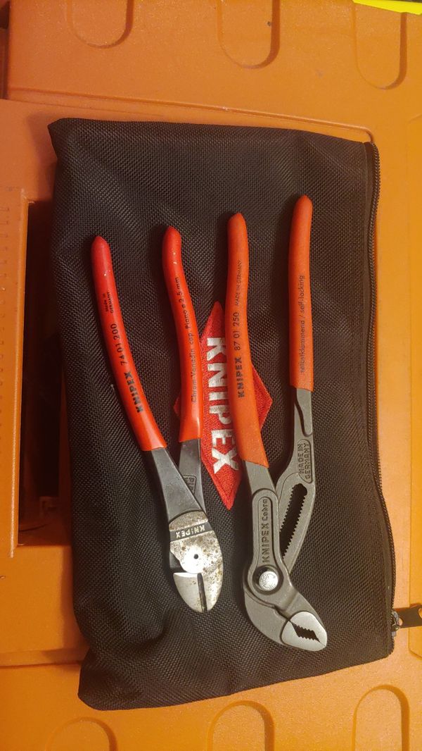 Knipex best angle cutters and ratcheting channel locks withc bag for