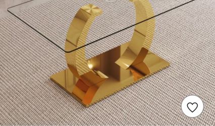 Glass Top dining  Table with Gold Base