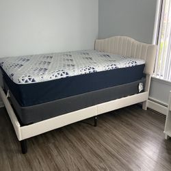Queen Box Spring  And Metal Frame Only No Mattress 