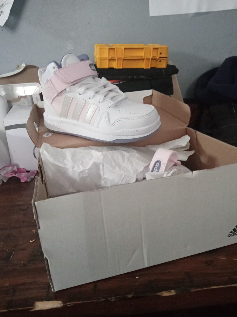 Brand New /White & Pink Adidas For Kid Size 28 1/2
