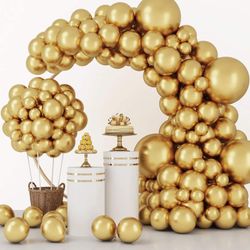 129pcs Metallic Gold Latex Balloons Different Sizes 18 12 10 5 Inch Party Kit Decorations Birthday Party Graduation Wedding Holiday