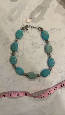 Polished Turquoise Silver Necklace