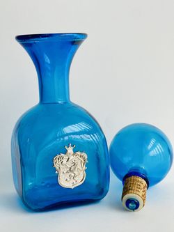 Vintage Blue Glass Decanter Vase decoration accent for the table