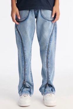 Light Wash Jeans with Side Zippers Size 36