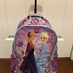  Disney Frozen 18" Rolling Back Pack/Luggage For Girls