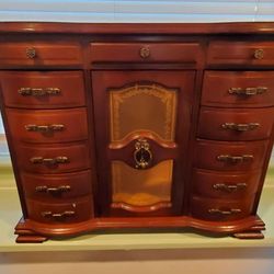 Vintage London Leather Deluxe Jewelry Box/Armoire – 10 Drawers & Mirror