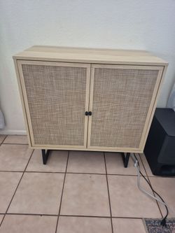 Nathan James wood and rattan cabinet