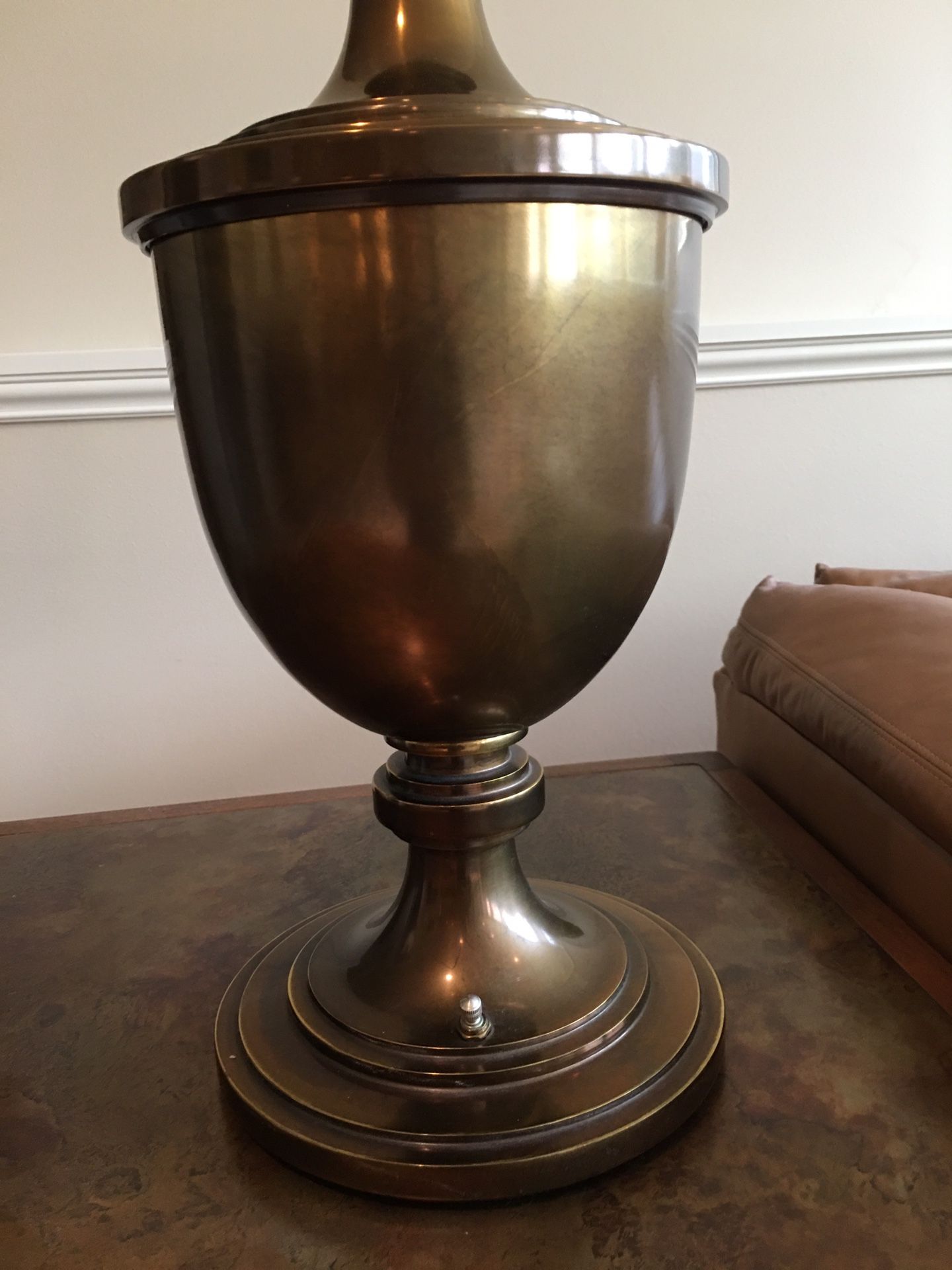Vintage Stiffel Solid Brass Urn Lamp. Huge and Heavy. RARE.
