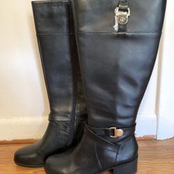 New - GIANI BERNINI Revaa Memory Foam Black Riding Boots - Women's 5M
