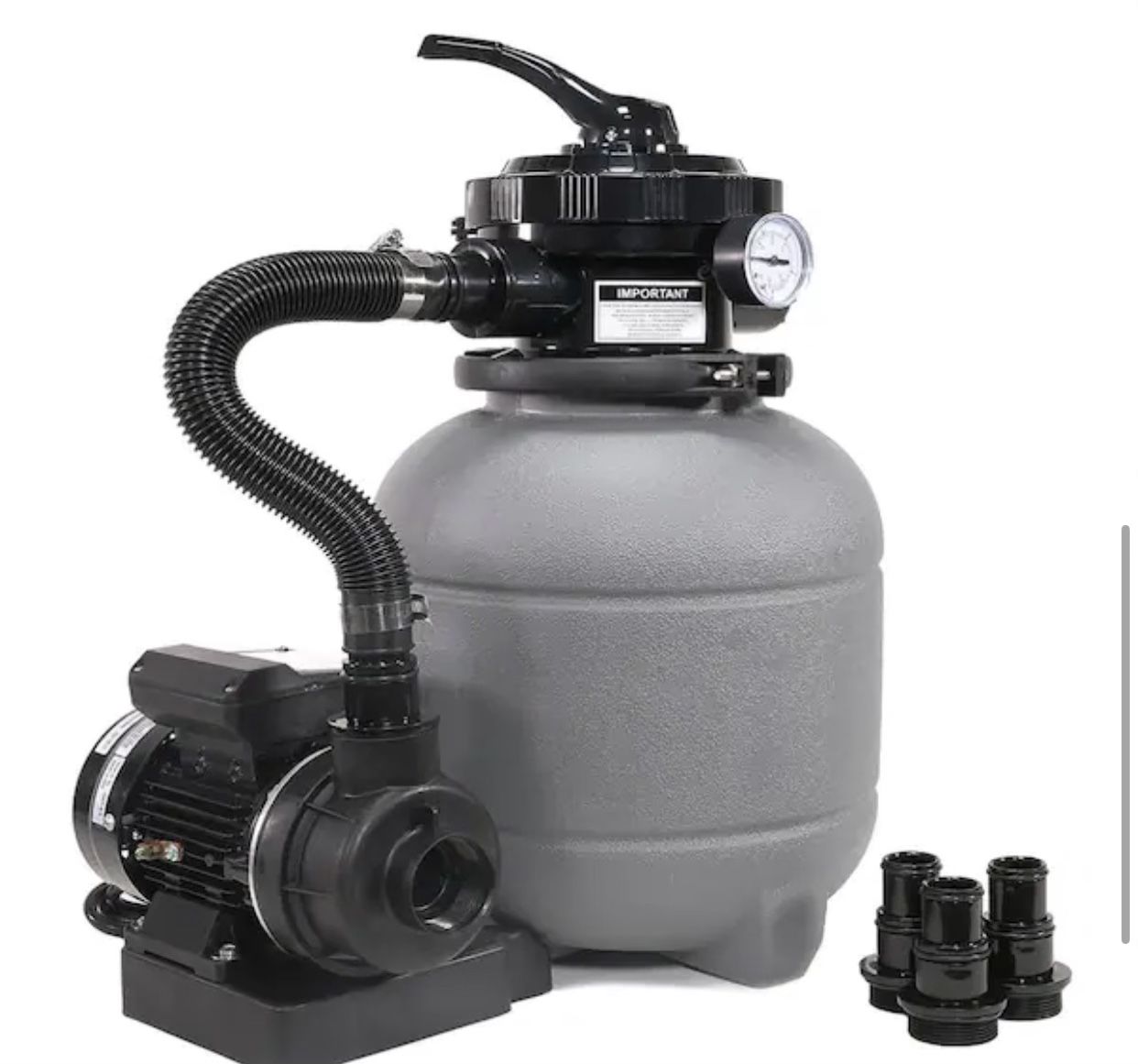 XtremepowerUS 12 in. Sand Filter Above-Ground with 0.25 HP Pump Power and Pool Pump 6-Way Valve Media Filter Included - 75030