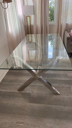 78” X 38” Glass Dining Table
