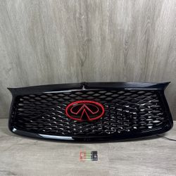 For 2017-2024 INFINITI Q60 Gloss Black Front Bumper Grille Without Camera Option