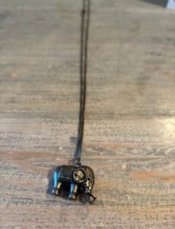 Vintage Boho Long Brass Elephant Necklace - 36" Chain