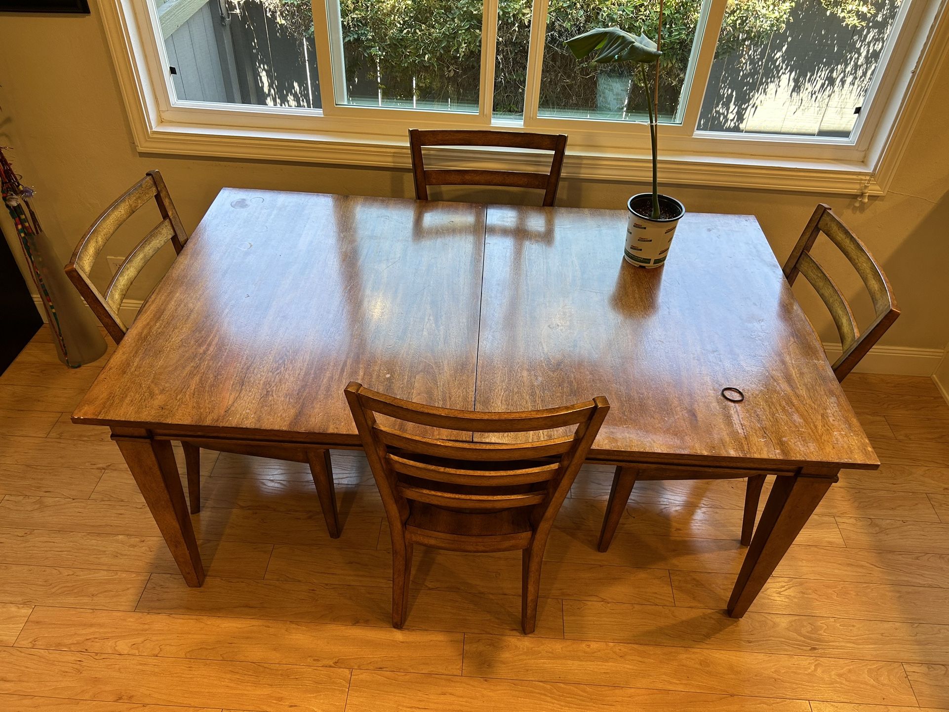 Ethan Allen, Dining Room Table And Four Chairs Solid Wood